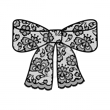 Illustration of female lacy bow. Vintage lace background, beautiful floral ornament.
