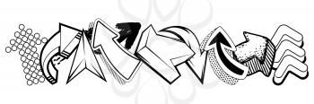 Background with abstract graffiti arrows. Cartoon teenage creative image. Fashion illustration in modern style.