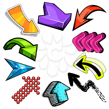 Frame with abstract graffiti arrows. Cartoon teenage creative image. Fashion illustration in modern style.
