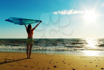 Girl and sun. Element of design.