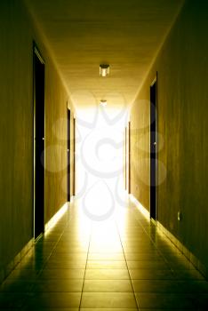 Corridor to light. Element of design.