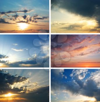 Sky sundown collection. Natural sky composition. Element of design.