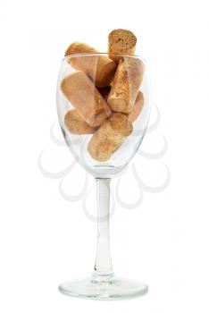 Isolared wineglass with corks. Element of design.