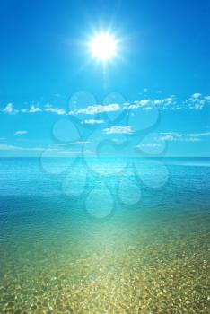 Coast of beach at day. Nature composition 