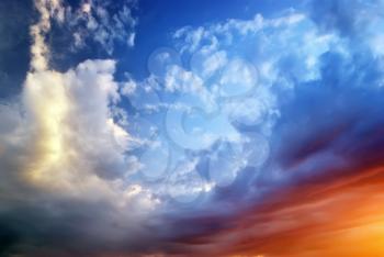 Sky on sunset. Colorful clouds. Nature composition.