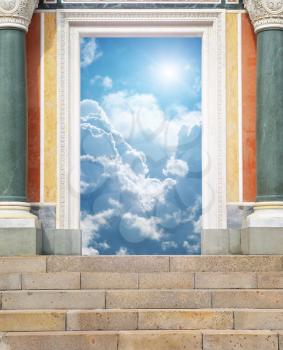 Door to heaven. Conceptual design. God and religion scene.