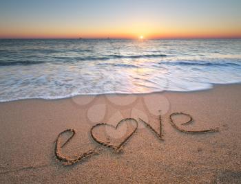 Love on the sea sand. Nature composition.