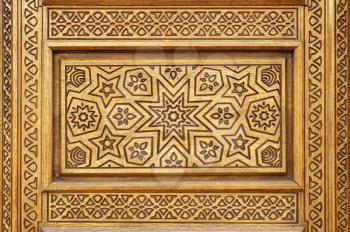 Star pattern miiled on wood. Element of background design.