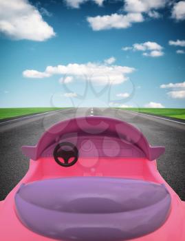 Toy car on real road. Conceptual idea design.