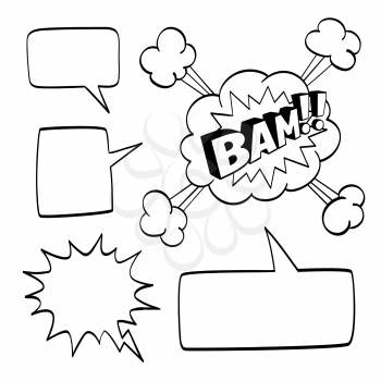 Set of speech comic bubbles isolated on white background. Comic sound effect. Vector illustration.