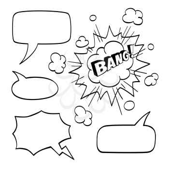 Set of speech comic bubbles isolated on white background. Comic sound effect. Vector illustration.
