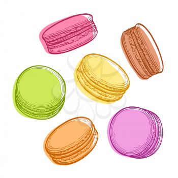 Sketch set of macaroons. Pastry sweets collection.  Hand drawn vector illustration