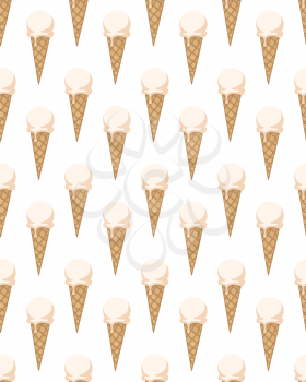 Seamless pattern with ice cream cones. Vector illustration.