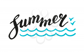 Calligraphic Lettering summer text. Vector illustration. Isolated on white