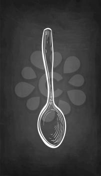 Spoon. Chalk sketch on blackboard background. Hand drawn vector illustration. Retro style.