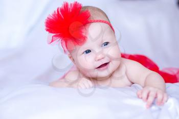 Adorable baby 6 months, close-up portrait