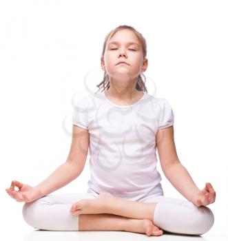 Young sporty girl, isolated over white