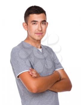 Portrait of a happy young man, isolated over white