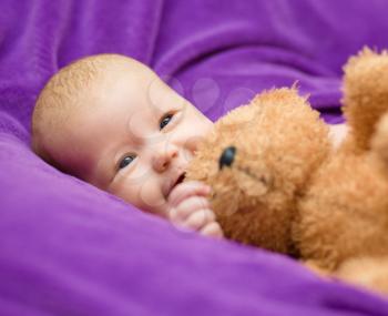 Adorable baby 3 months, close-up portrait