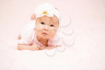 Adorable baby 3 months, close-up portrait