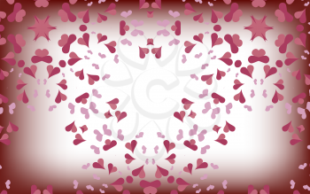 Delicate pink hearts on a blurred white background. Valentines day. Fantasy on theme of holiday. Beautiful background, Wallpaper.