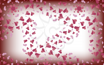 Delicate pink hearts on a blurred white background. Valentines day. Fantasy on theme of holiday. Beautiful background, Wallpaper.