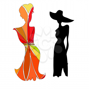 Silhouette of the female of mannequin and black iron hanger within the portrait framework