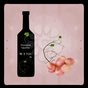 Fresh bunch of grapes purple pink on white background. Manufacturer of fresh juices and wine. Health and parties. Logo.