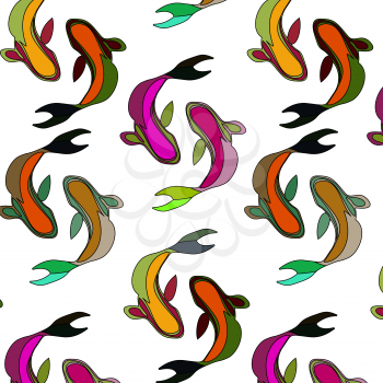 Fun colourful fishes in seamless pattern for baby products and pictures