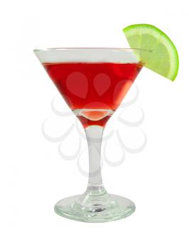 Bacardi cocktail in a glass with lime. Design element isolated on white background