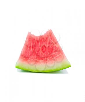 Bitten off a slice of watermelon isolated on white background