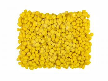 Yellow corn seeds isolated on white background