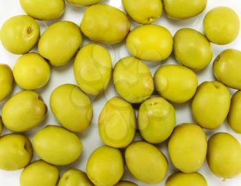 Green juicy olives. Texture background closeup
