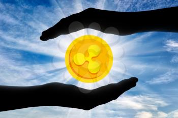 Ripple in the hands of man. The concept of crypto currency