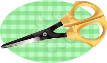 Fine scissors for needlework on a checkered cloth.