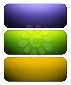 Purple, green and vivid yellow glass buttons