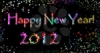 Beautiful background with a colored inscription Happy New Year 2012!