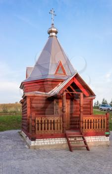 Wooden chapel Florus and Laurus over the source, Vatutine village, Udomlya District, Tver region, Russia.