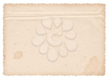 Texture old paper with traces of scuffs and stains. Isolated on white.