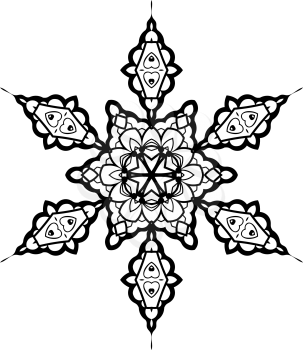 Snowflake Mandala. Vintage decorative elements. Oriental pattern, vector illustration. Coloring book page. Islam, Arabic, Indian, moroccan spain turkish mystic ottoman motifs