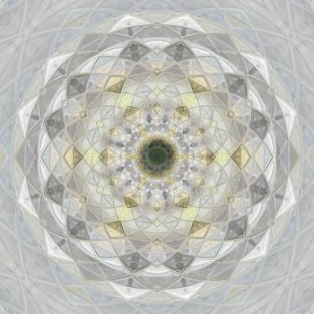Mandala. Round linear ornament of gray pastel color.