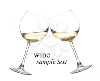 Set of glasses with  WHITE wine(with sample text)