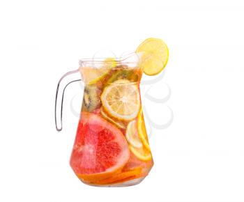 White Sangria in stemware on a white background