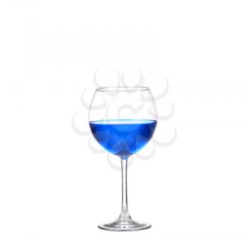 One blue cocktail martini isolated with pen clipping path included