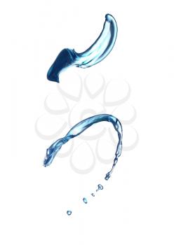 Blue splash closeup shoot, isolated on white background