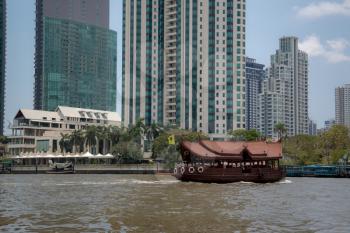 bangkok , thailand 25 march 2017 Boat at Chao Phraya river in Bangkok, Thailand.