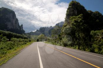 Beautiful romantic mountain route in Thailand, Curve of road,tropical road in jungle, Scenic view. Road Landscape Northern part Thailand