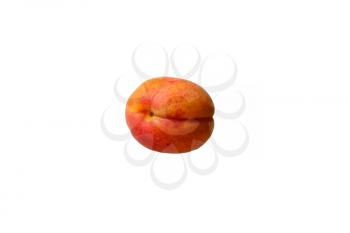 Single whole apricot isolated on white background. idea and concept of healthy and proper nutrition, organic products