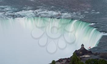 Blurred motion of Canadian or Horseshoe waterfall from Canadian side of Niagara Falls