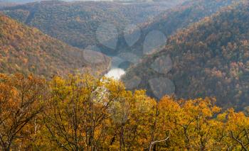 View of Cheat River Canyon from overlook at Coopers Rock State Forest West Virginia